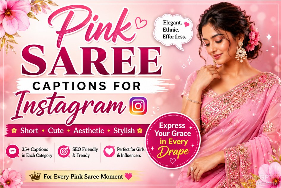 Pink Saree Captions for Instagram